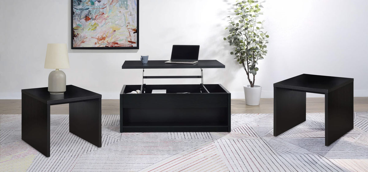 Juego de mesa de centro elevable de 3 piezas Knapp, color negro