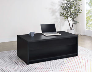 Mesa de centro elevable Knapp con dos cajones, color negro