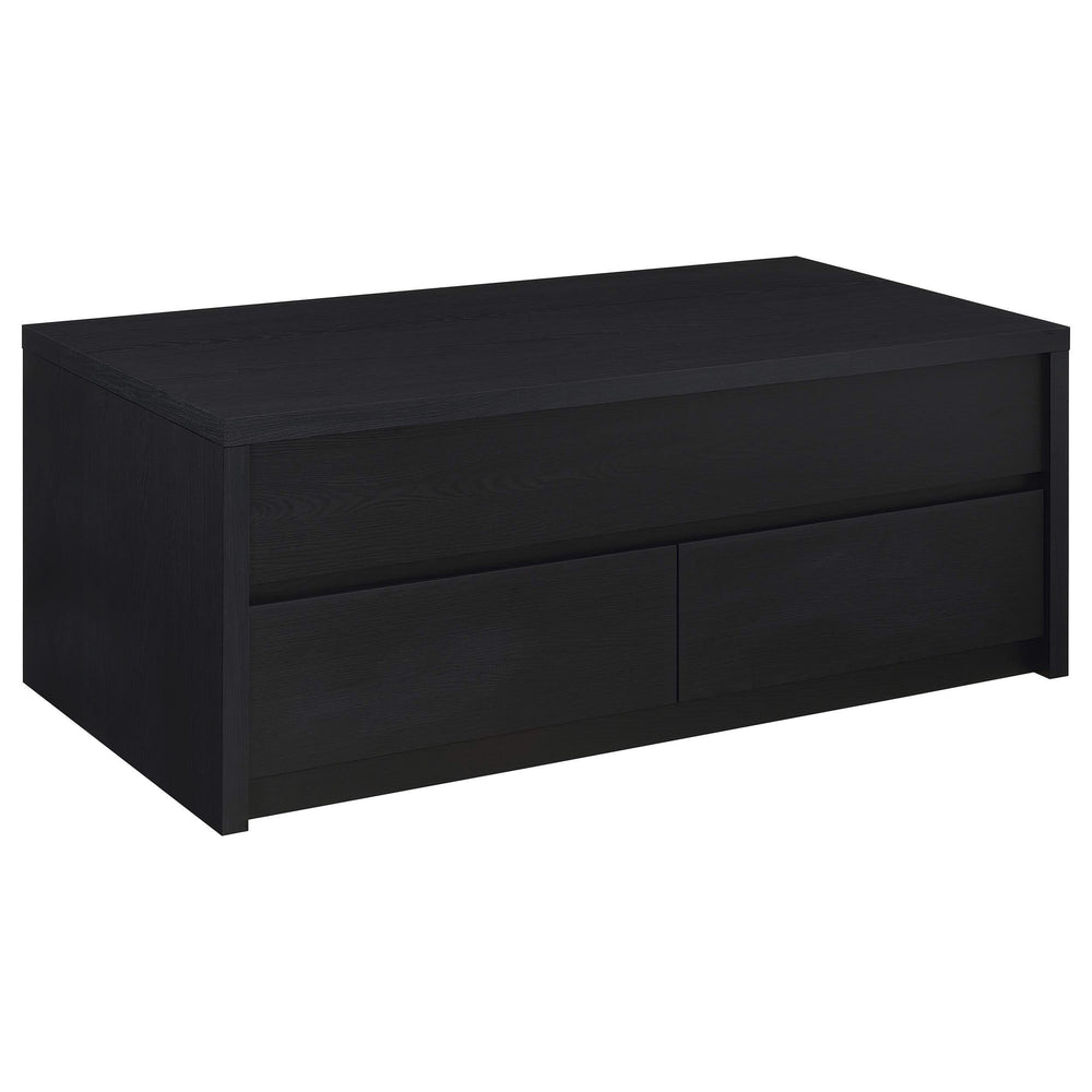 Mesa de centro elevable Knapp con dos cajones, color negro