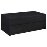 Mesa de centro elevable Knapp con dos cajones, color negro