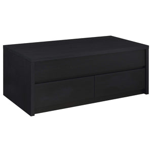 Mesa de centro elevable Knapp con dos cajones, color negro