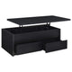 Mesa de centro elevable Knapp con dos cajones, color negro