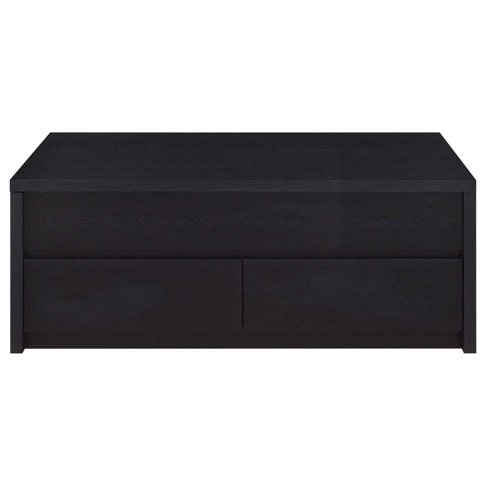 Mesa de centro elevable Knapp con dos cajones, color negro