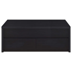 Mesa de centro elevable Knapp con dos cajones, color negro