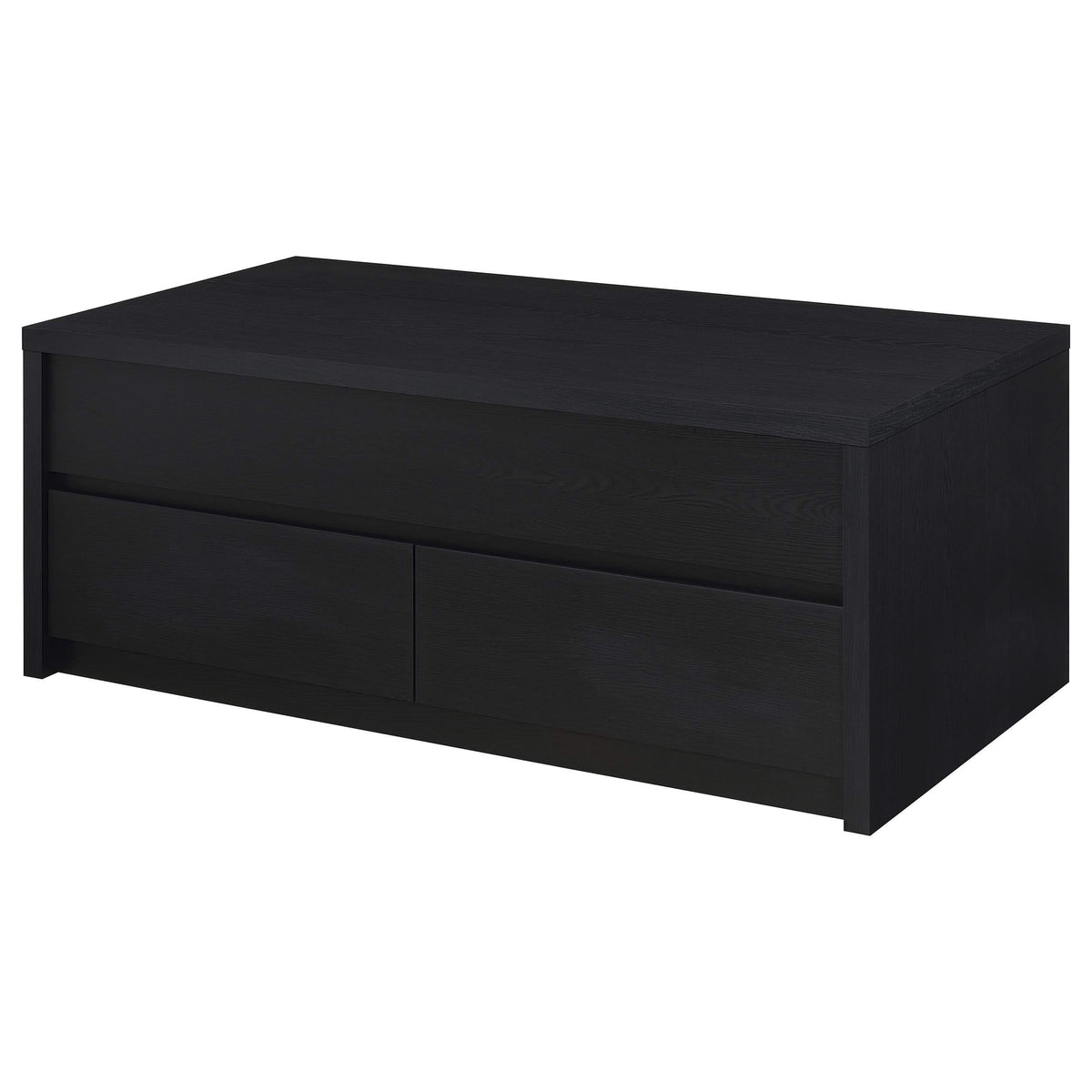 Mesa de centro elevable Knapp con dos cajones, color negro
