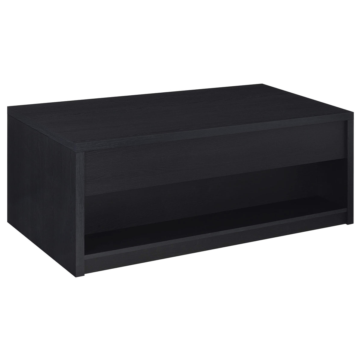Mesa de centro elevable Knapp con dos cajones, color negro