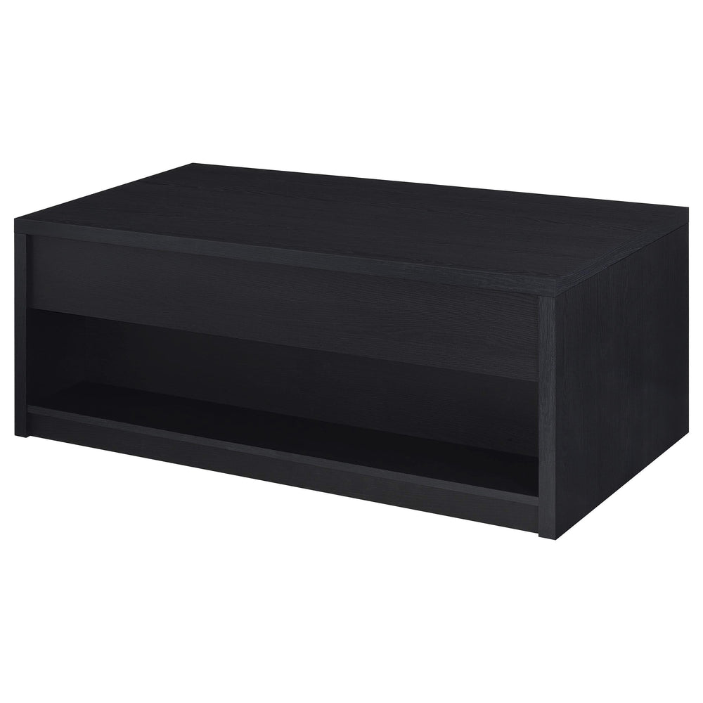 Mesa de centro elevable Knapp con dos cajones, color negro