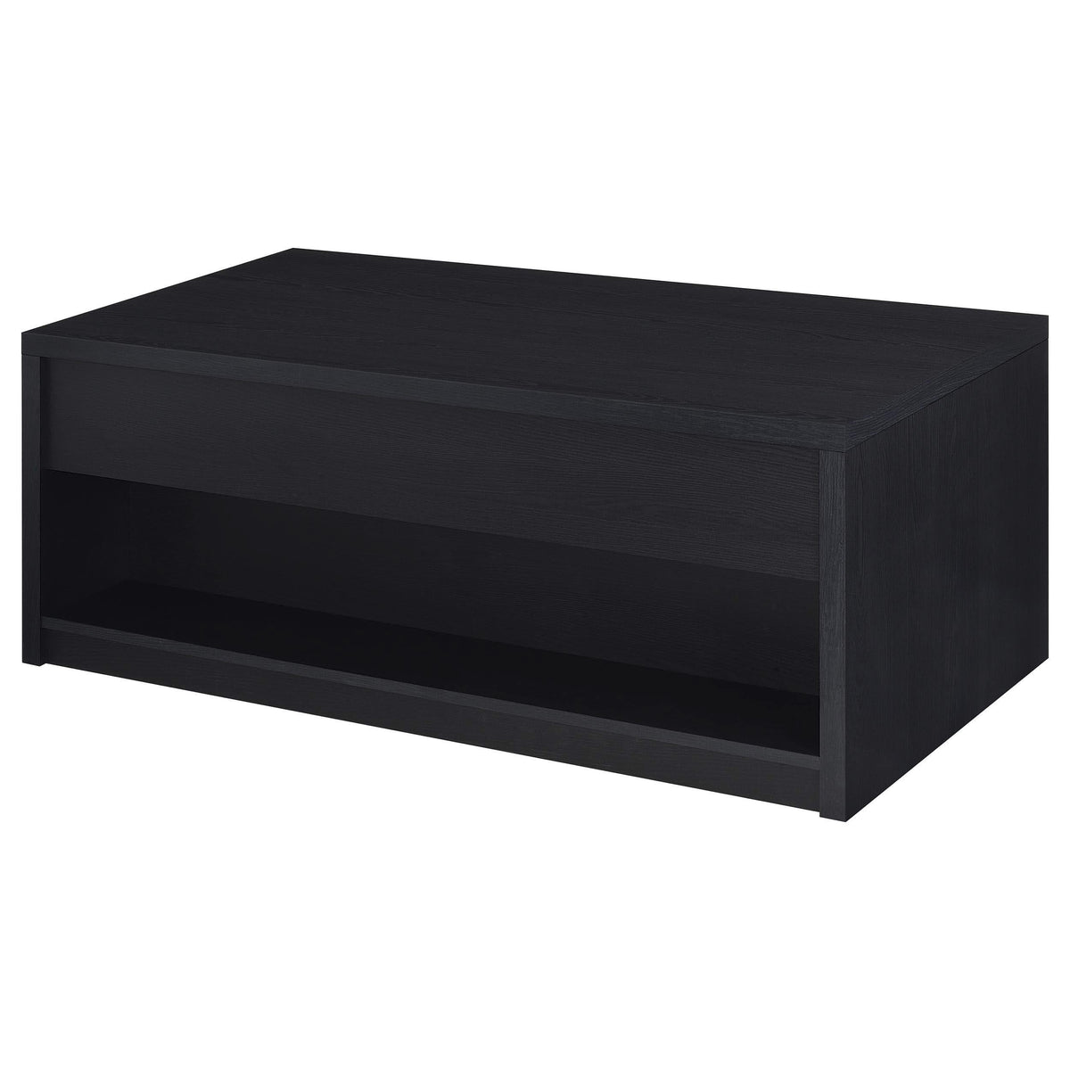 Mesa de centro elevable Knapp con dos cajones, color negro