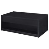 Mesa de centro elevable Knapp con dos cajones, color negro