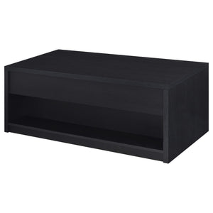 Mesa de centro elevable Knapp con dos cajones, color negro