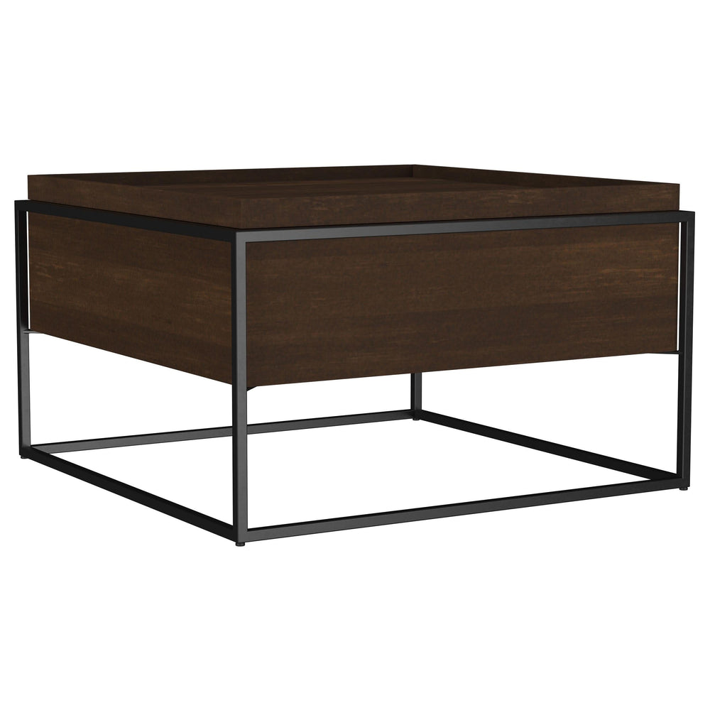 Mesa de centro cuadrada Fulton de madera de mango de 30 pulgadas, color marrón oscuro
