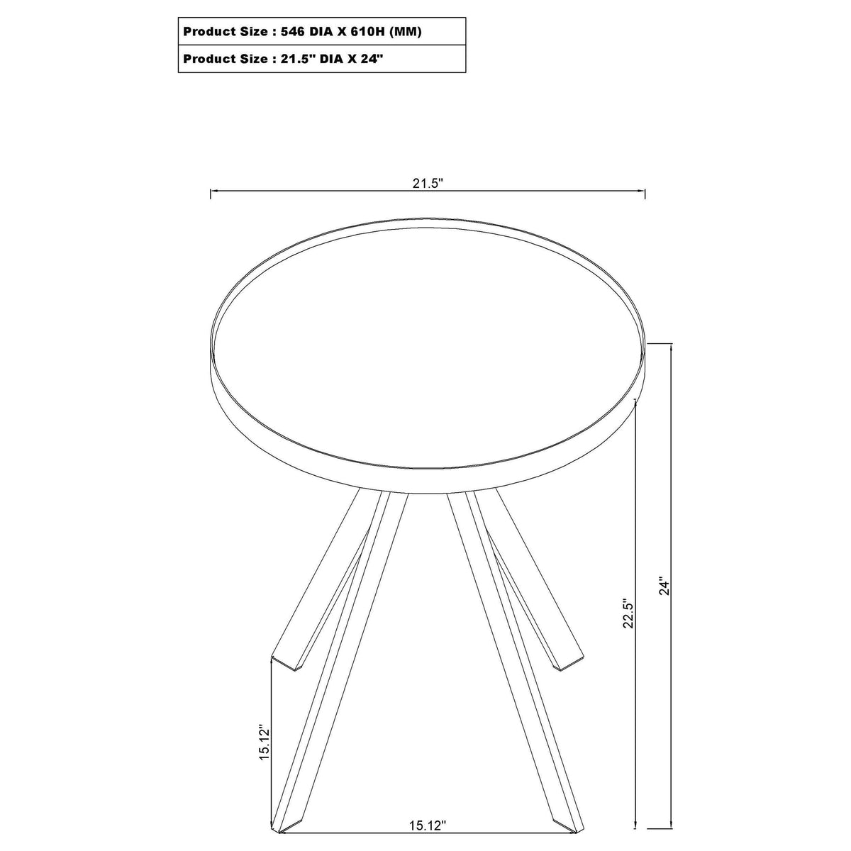 Mesa auxiliar redonda Briggs con tapa de cristal estampado de mármol blanco