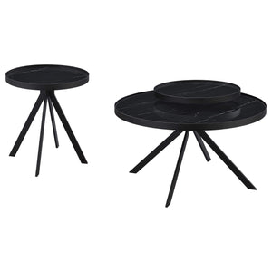 Juego de mesa auxiliar y de centro redonda Briggs de 2 piezas, color negro