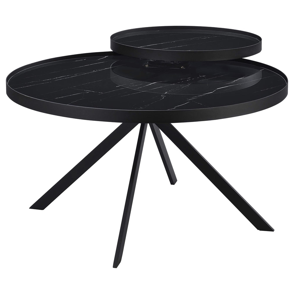 Juego de mesa auxiliar y de centro redonda Briggs de 2 piezas, color negro