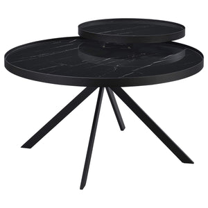 Juego de mesa auxiliar y de centro redonda Briggs de 2 piezas, color negro