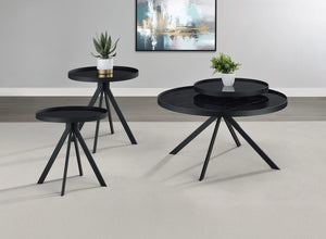 Juego de mesa auxiliar y de centro redonda Briggs de 3 piezas, color negro