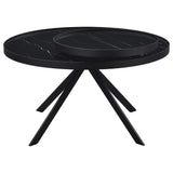 Mesa de centro Briggs redonda con tapa de cristal con estampado de mármol, color negro