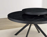 Mesa de centro Briggs redonda con tapa de cristal con estampado de mármol, color negro