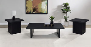 Juego de mesa de centro y auxiliar rectangular Max de 3 piezas, color negro