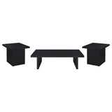 Juego de mesa de centro y auxiliar rectangular Max de 3 piezas, color negro