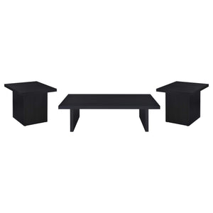 Juego de mesa de centro y auxiliar rectangular Max de 3 piezas, color negro