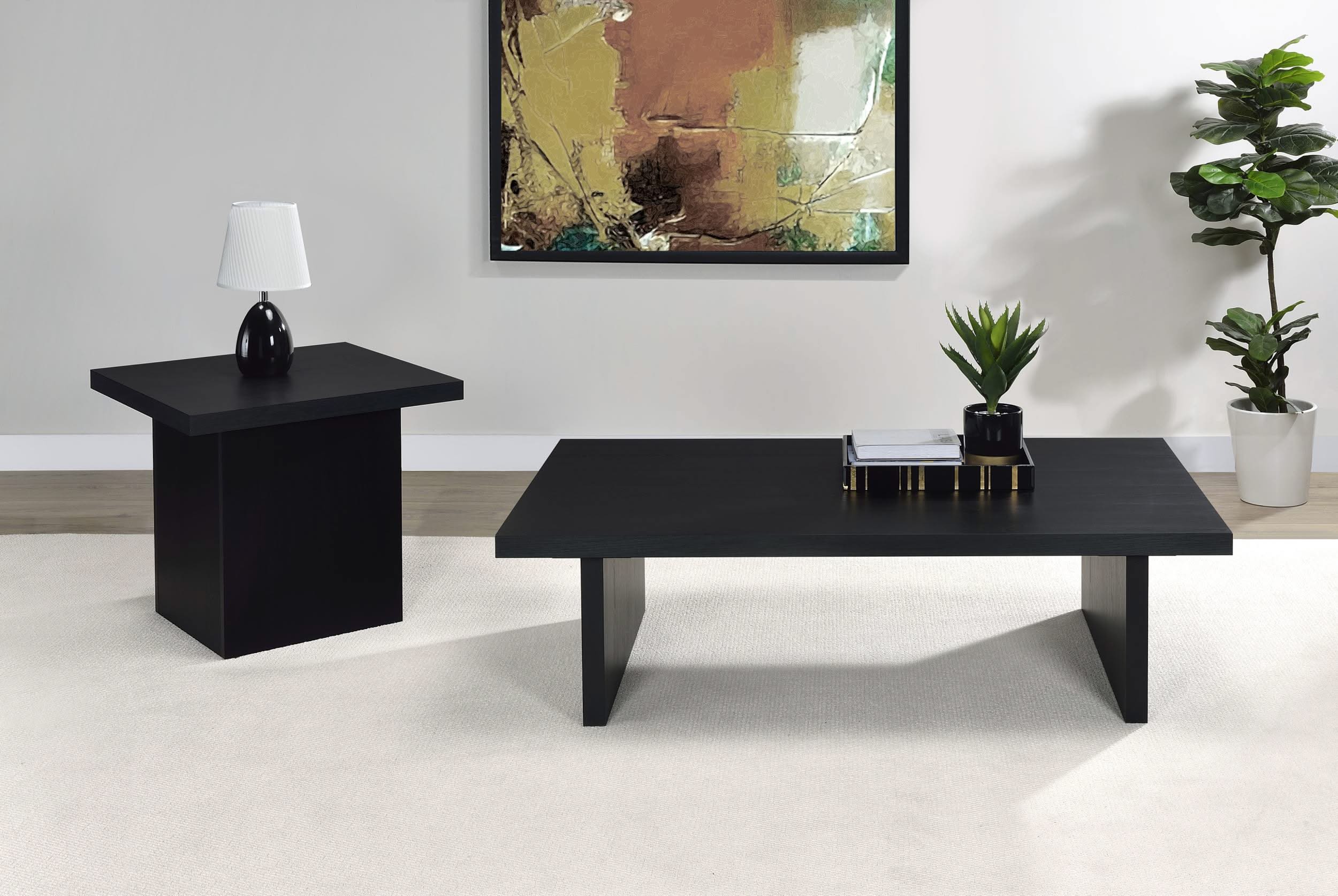 Mesa de centro rectangular laminada Max, color negro