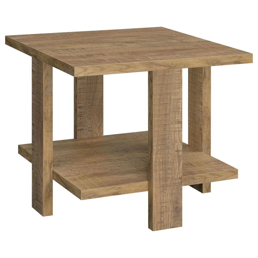 Mesa auxiliar de madera de ingeniería Dawn Square en color marrón mango