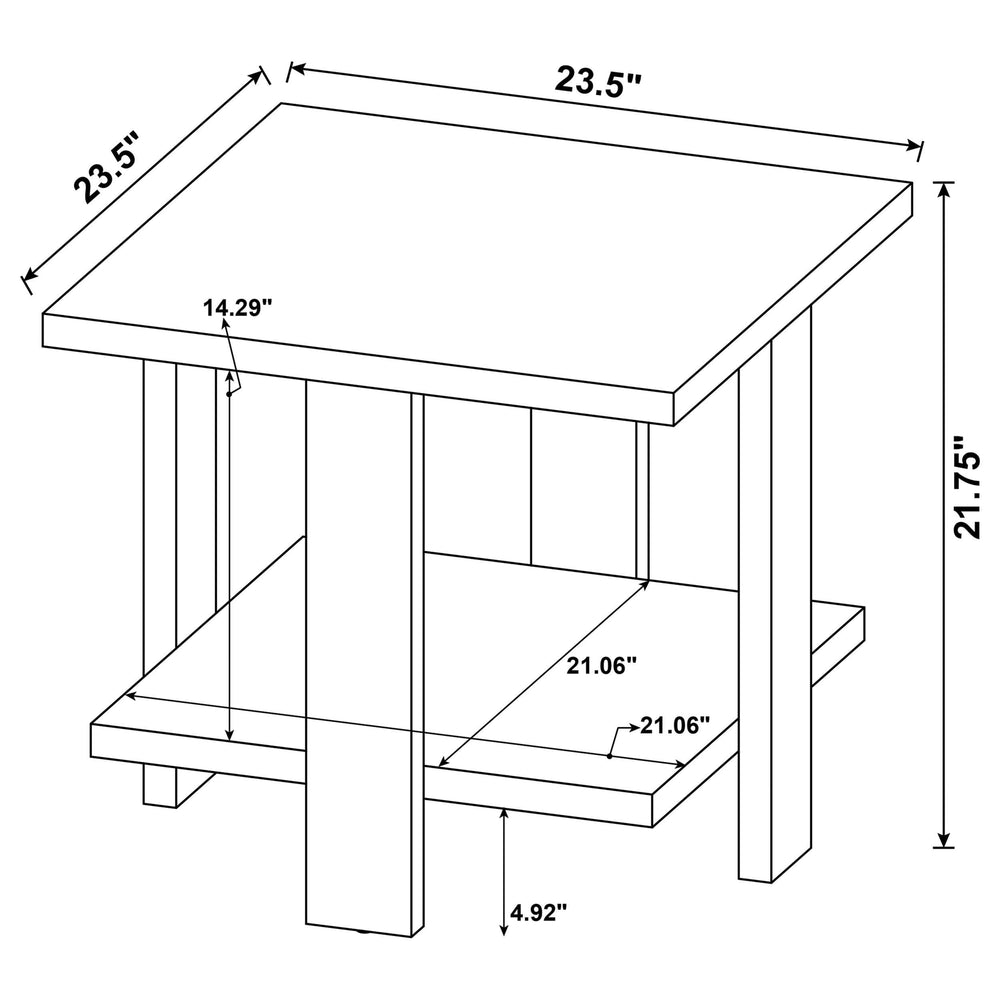 Mesa auxiliar de madera de ingeniería Dawn Square en color marrón mango