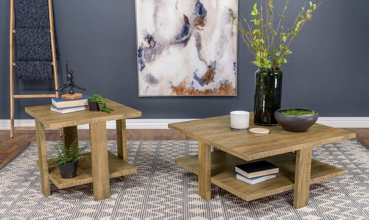 Mesa auxiliar de madera de ingeniería Dawn Square en color marrón mango