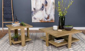 Mesa auxiliar de madera de ingeniería Dawn Square en color marrón mango