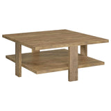 Mesa de centro cuadrada de madera de ingeniería Dawn en color marrón mango