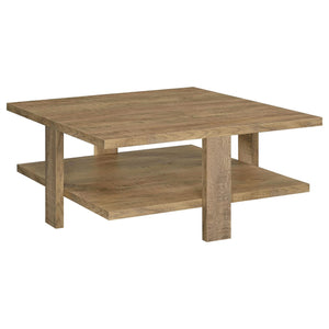 Mesa de centro cuadrada de madera de ingeniería Dawn en color marrón mango