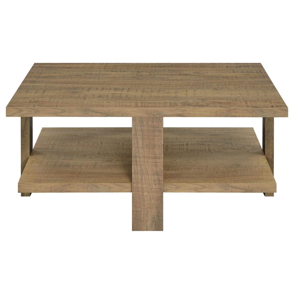 Mesa de centro cuadrada de madera de ingeniería Dawn en color marrón mango