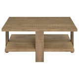 Mesa de centro cuadrada de madera de ingeniería Dawn en color marrón mango