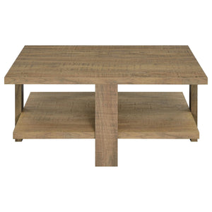 Mesa de centro cuadrada de madera de ingeniería Dawn en color marrón mango