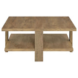 Mesa de centro cuadrada de madera de ingeniería Dawn en color marrón mango