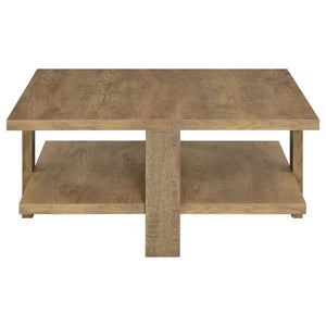 Mesa de centro cuadrada de madera de ingeniería Dawn en color marrón mango