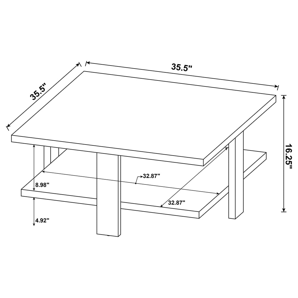 Mesa de centro cuadrada de madera de ingeniería Dawn en color marrón mango