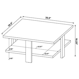 Mesa de centro cuadrada de madera de ingeniería Dawn en color marrón mango