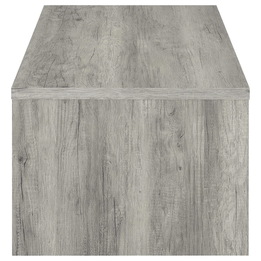 Mesa de centro Felix de madera de ingeniería con 2 cajones, color gris Driftwood
