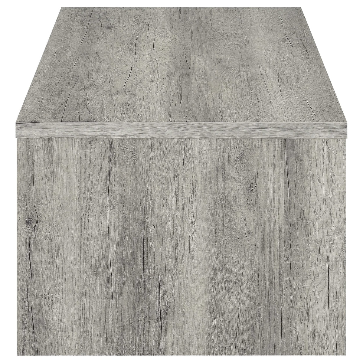 Mesa de centro Felix de madera de ingeniería con 2 cajones, color gris Driftwood