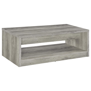 Mesa de centro Felix de madera de ingeniería con 2 cajones, color gris Driftwood