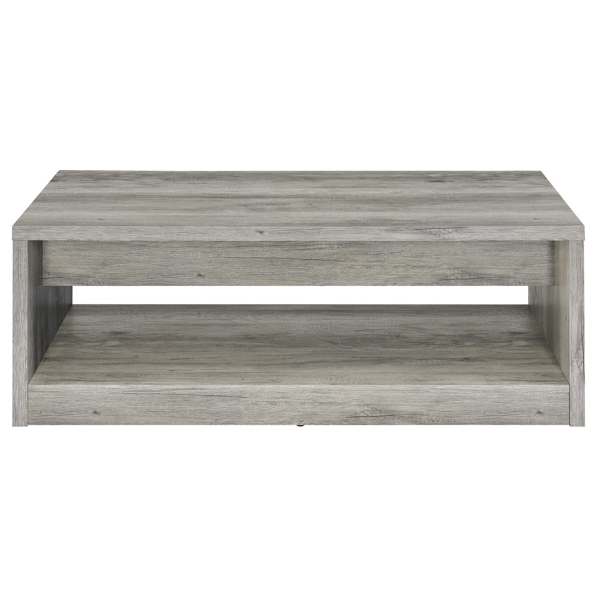 Mesa de centro Felix de madera de ingeniería con 2 cajones, color gris Driftwood