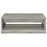 Mesa de centro Felix de madera de ingeniería con 2 cajones, color gris Driftwood