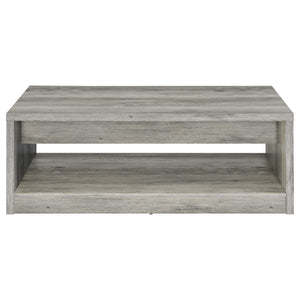 Mesa de centro Felix de madera de ingeniería con 2 cajones, color gris Driftwood