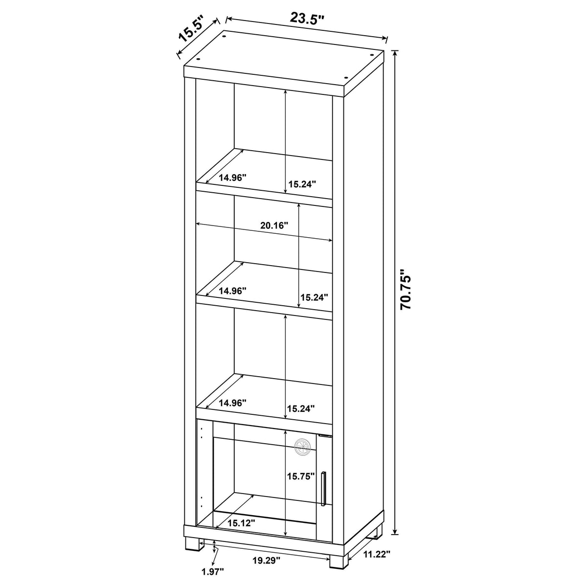 Sachin 3-shelf Engineered Wood Media Tower Dark Pine