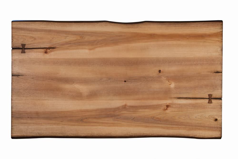 Mesa de centro con patas de horquilla en color miel natural y bronce