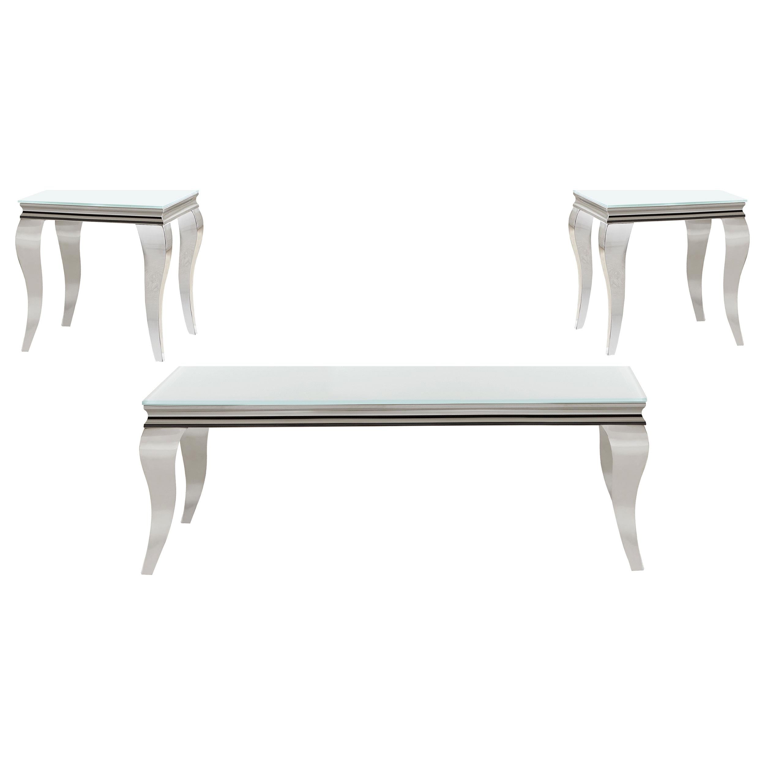 Carone 3-piece Glass Top Coffee and End Table Set White