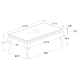 Mesa de centro rectangular Carone con tapa de cristal, blanca y cromada