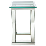 Bonnie Rectangular Mirrored Glass Top End Table Silver